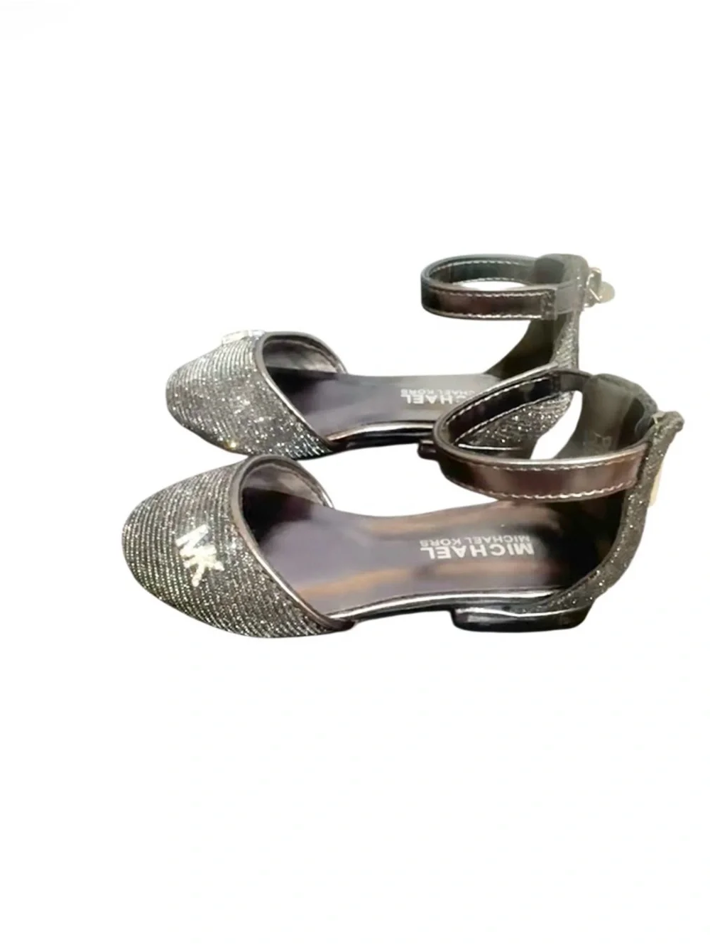 NEW Michael Kors Kitten Kalls gunmetal silver dress shoes girl’s size 8